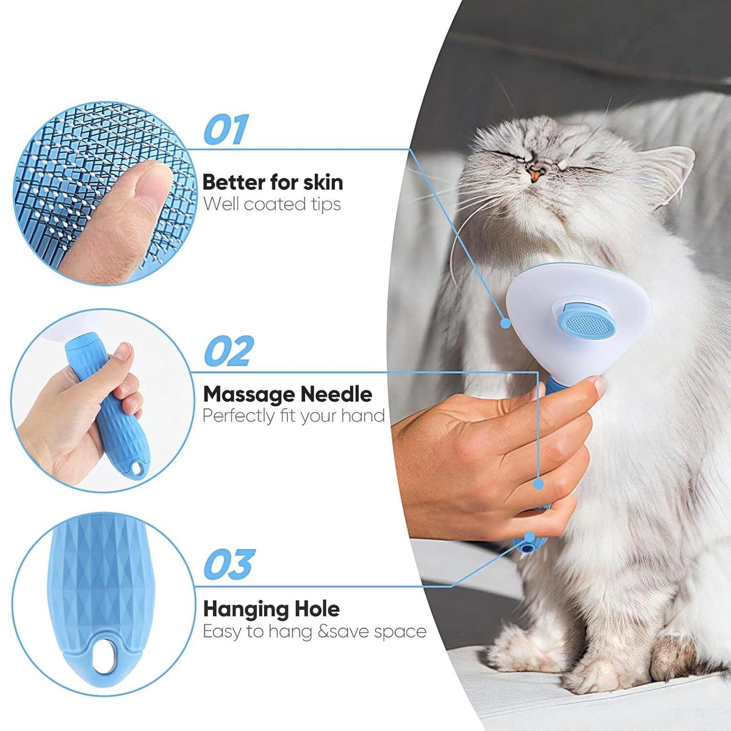 Cat Brush Self Cleaning Slicker Brush with Release Button, Dog Shedding Brush