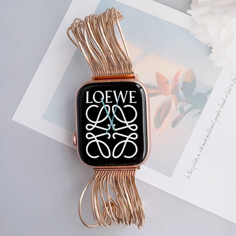 STAINLESS STEEL APPLE WATCH BAND 10/9/8/7/6/5/4/SE ULTRA 1/2 MULTICOLOR LUXURY