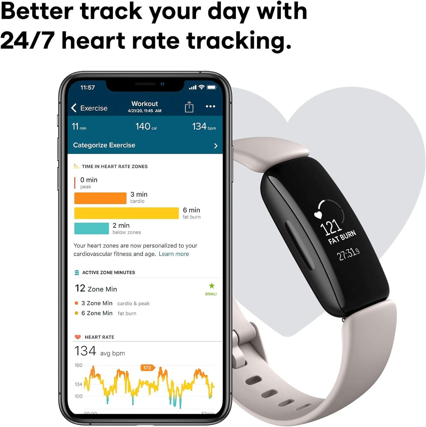 ♻️✅ Fitbit Inspire 2 Health & Fitness Tracker-Openbox -