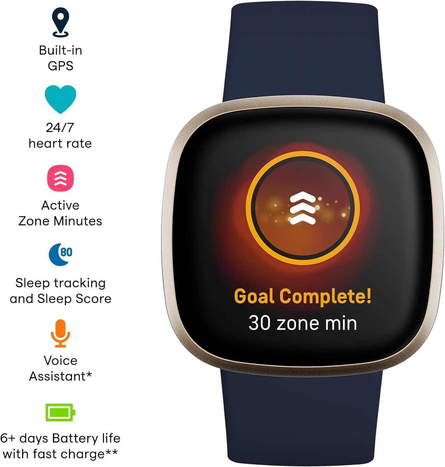 ♻️✅Fitbit Versa 3 Health & Fitness Smartwatch - Openbox -