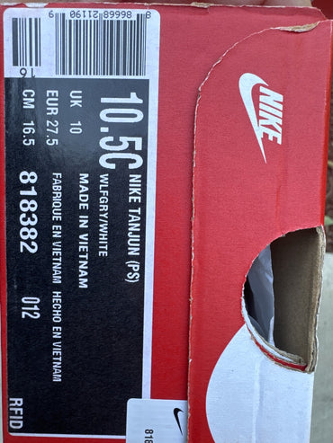 Nike Tanjun (TDV), Unisex Low-Top Sneakers 10.5 C Big Kid Grey White