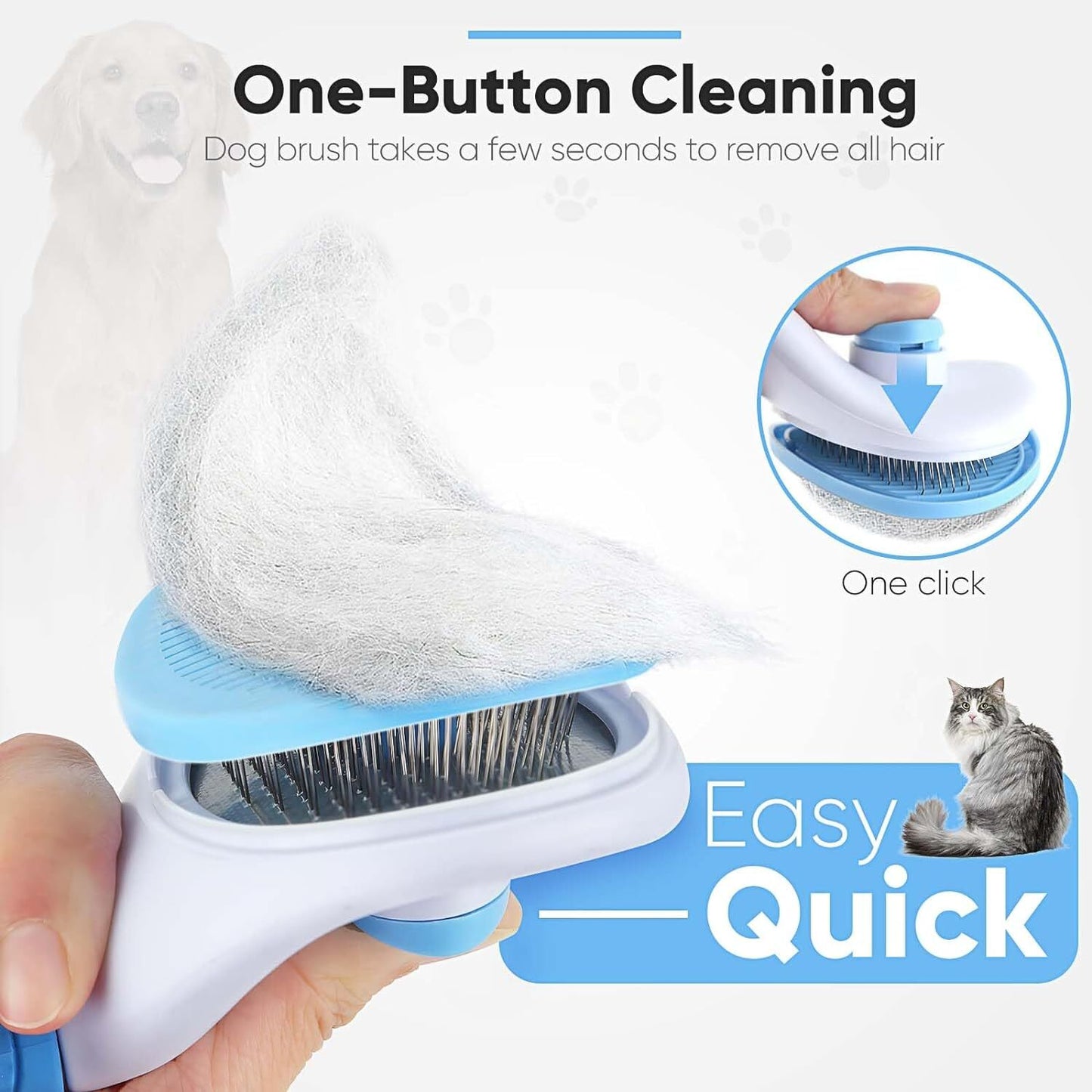 Cat Brush Self Cleaning Slicker Brush with Release Button, Dog Shedding Brush