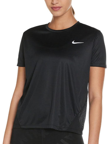Nike Women's Miler Short Sleeve Running Top Medium Black