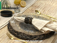 DecoraWell Woven Napkin Rings Set of 12, Rattan Napkin Rings  ,Black Hyacinth