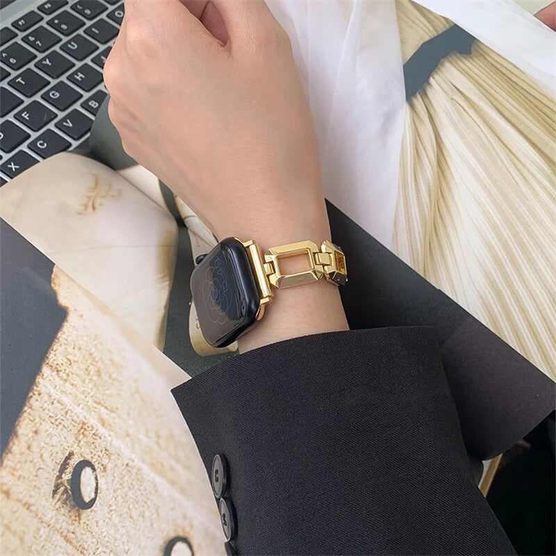 STAINLESS STEEL APPLE WATCH BAND 10/9/8/7/6/5/4/SE ULTRA 1/2 MULTICOLOR LUXURY