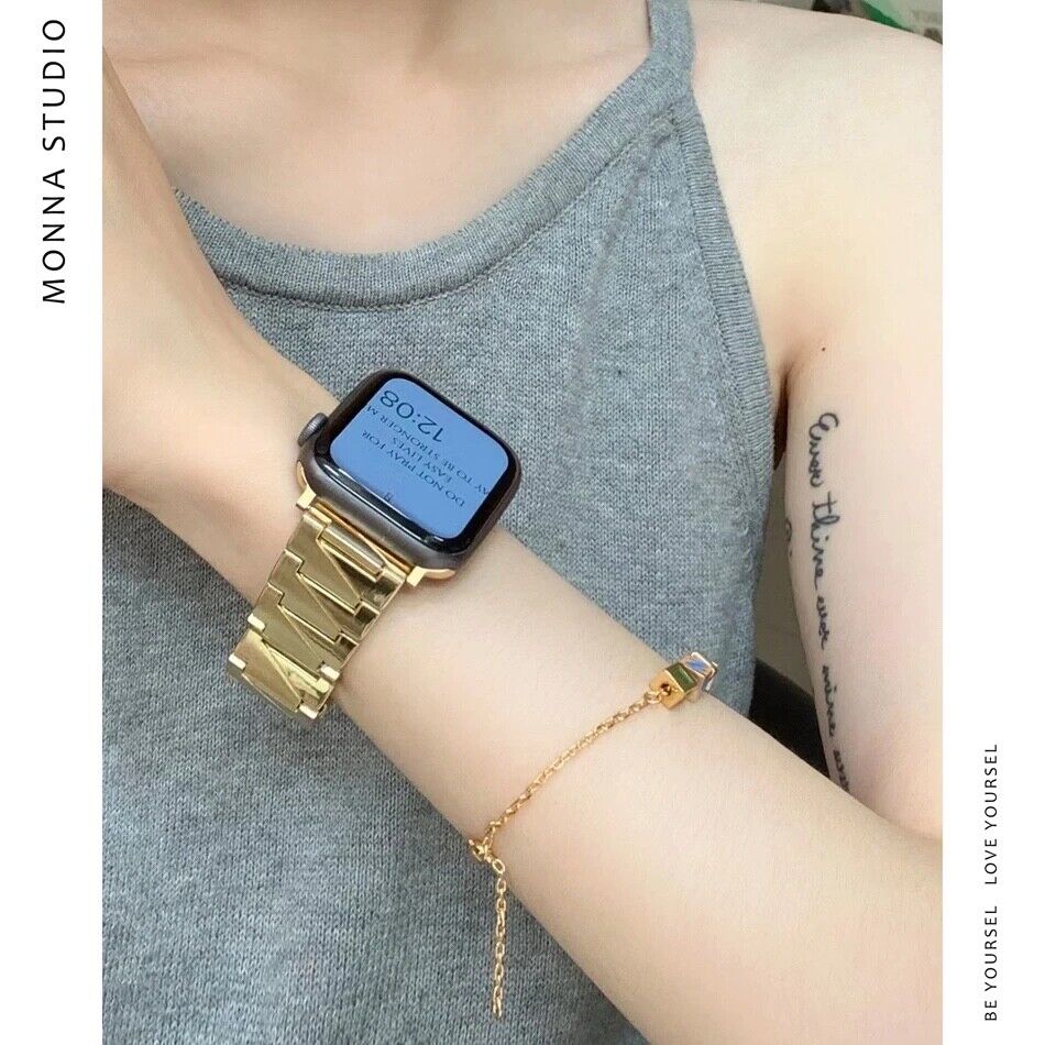 STAINLESS STEEL APPLE WATCH BAND 10/9/8/7/6/5/4/SE ULTRA 1/2 MULTICOLOR LUXURY