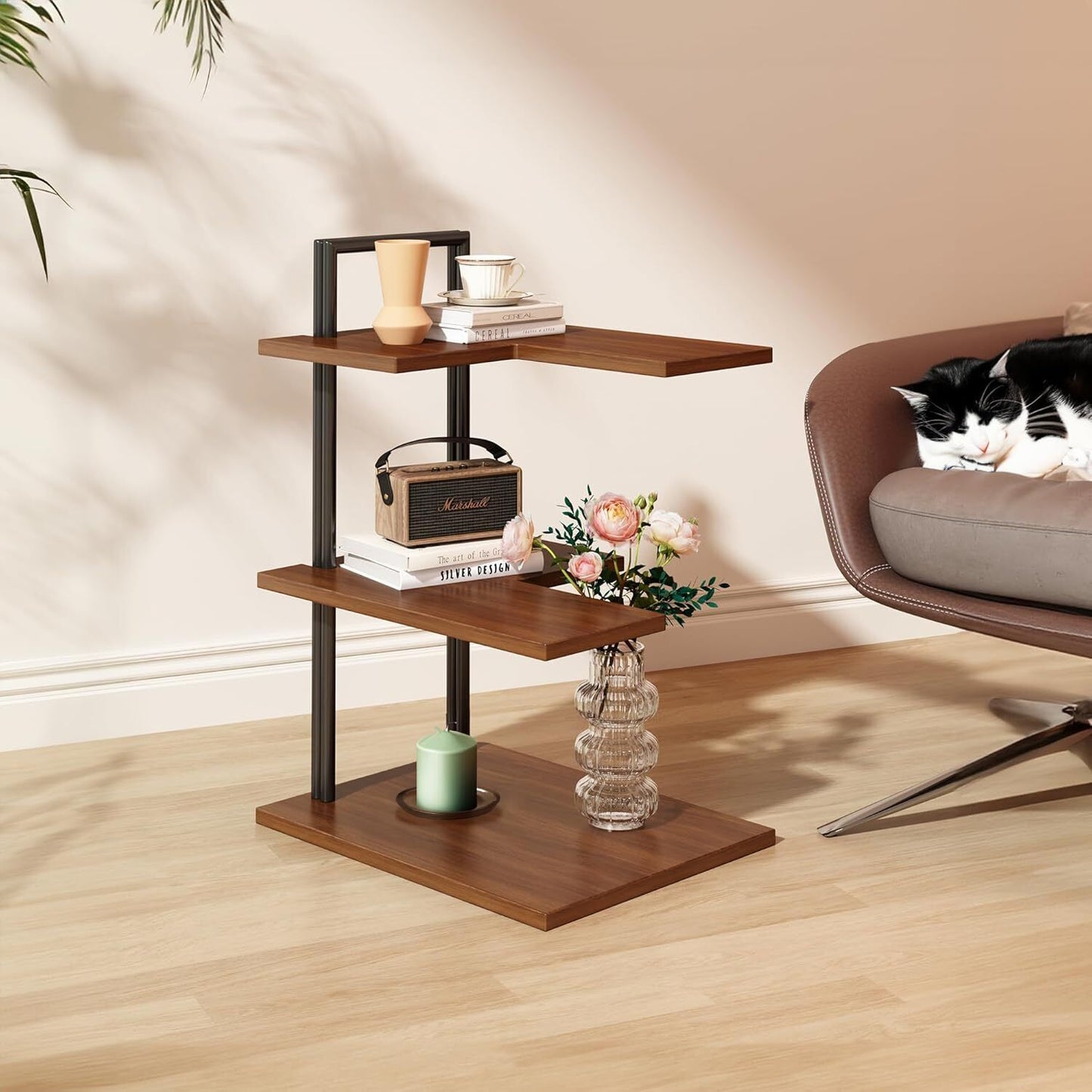 Unique Side Table Modern Thin Small Side Table, Skinny Slim for Living Room