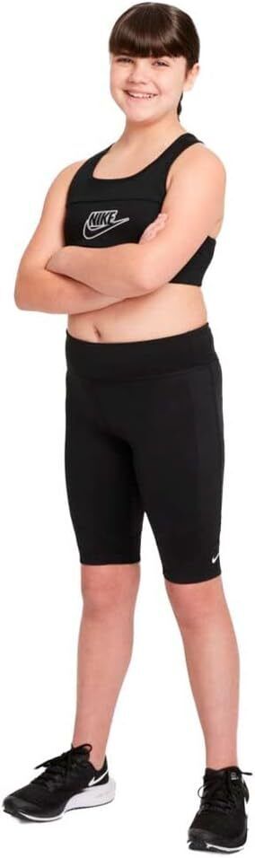 Nike Dri-FIT One Big Kids' Girls' Bike Shorts (as1, Alpha, l, Regular) Black