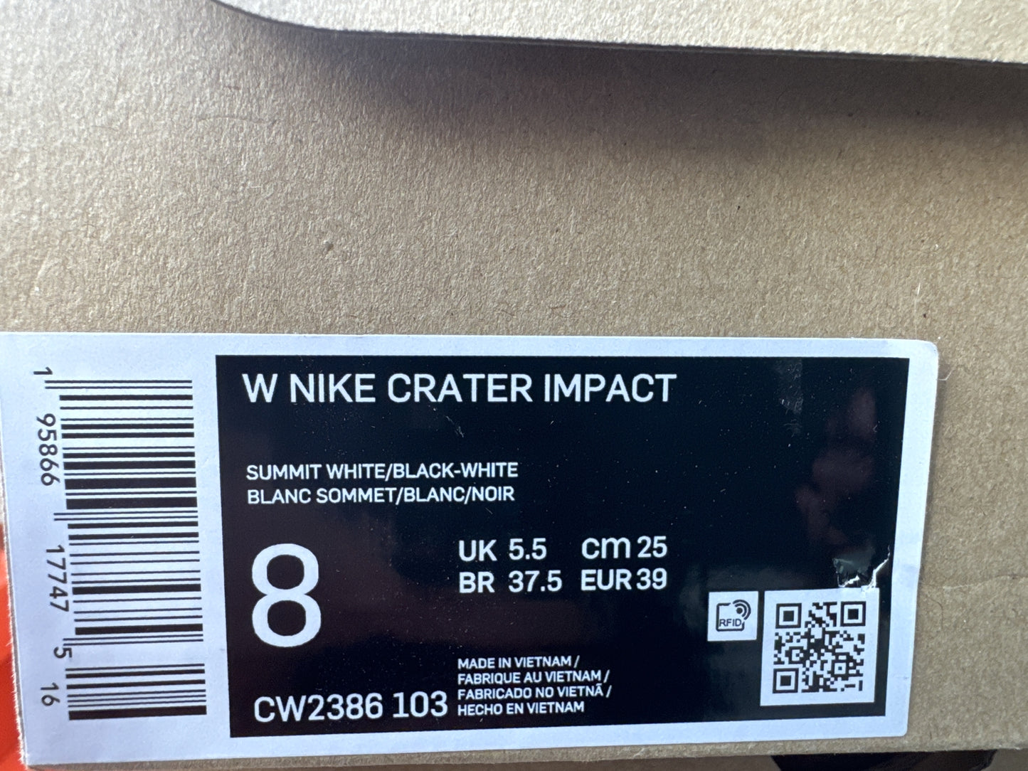 Nike Crater Impact ‘Summit White Black’ CW2386-103 Women’s Size