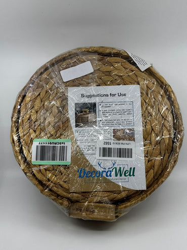 DecoraWell Round Woven Placemats Set of 6 with Bamboo Brush, Handmade,