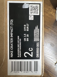 Nike Crater Impact Baby Boys Shoes 2C Toddler Black/iron Grey DB3553