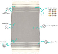 BERGAMA BeachTowel | 100% Cotton, Prewashed, 38 x 71 Inches Quick Dry, Sand Free