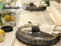 DecoraWell Woven Napkin Rings Set of 12, Rattan Napkin Rings  ,Black Hyacinth