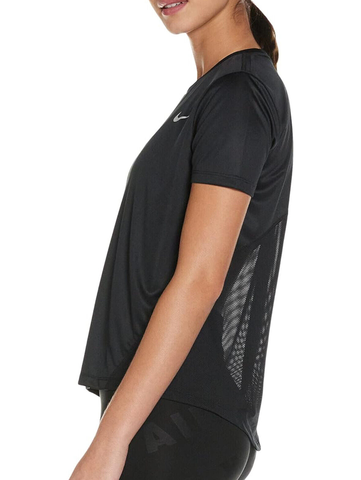 Nike Women's Miler Short Sleeve Running Top Medium Black