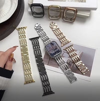 STAINLESS STEEL APPLE WATCH BAND 10/9/8/7/6/5/4/SE ULTRA 1/2 MULTICOLOR LUXURY