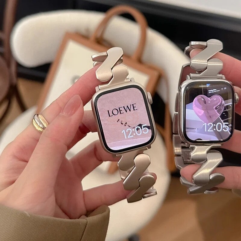 STAINLESS STEEL APPLE WATCH BAND 10/9/8/7/6/5/4/SE ULTRA 1/2 MULTICOLOR LUXURY
