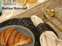 DecoraWell Woven Napkin Rings Set of 12, Rattan Napkin Rings  ,Black Hyacinth