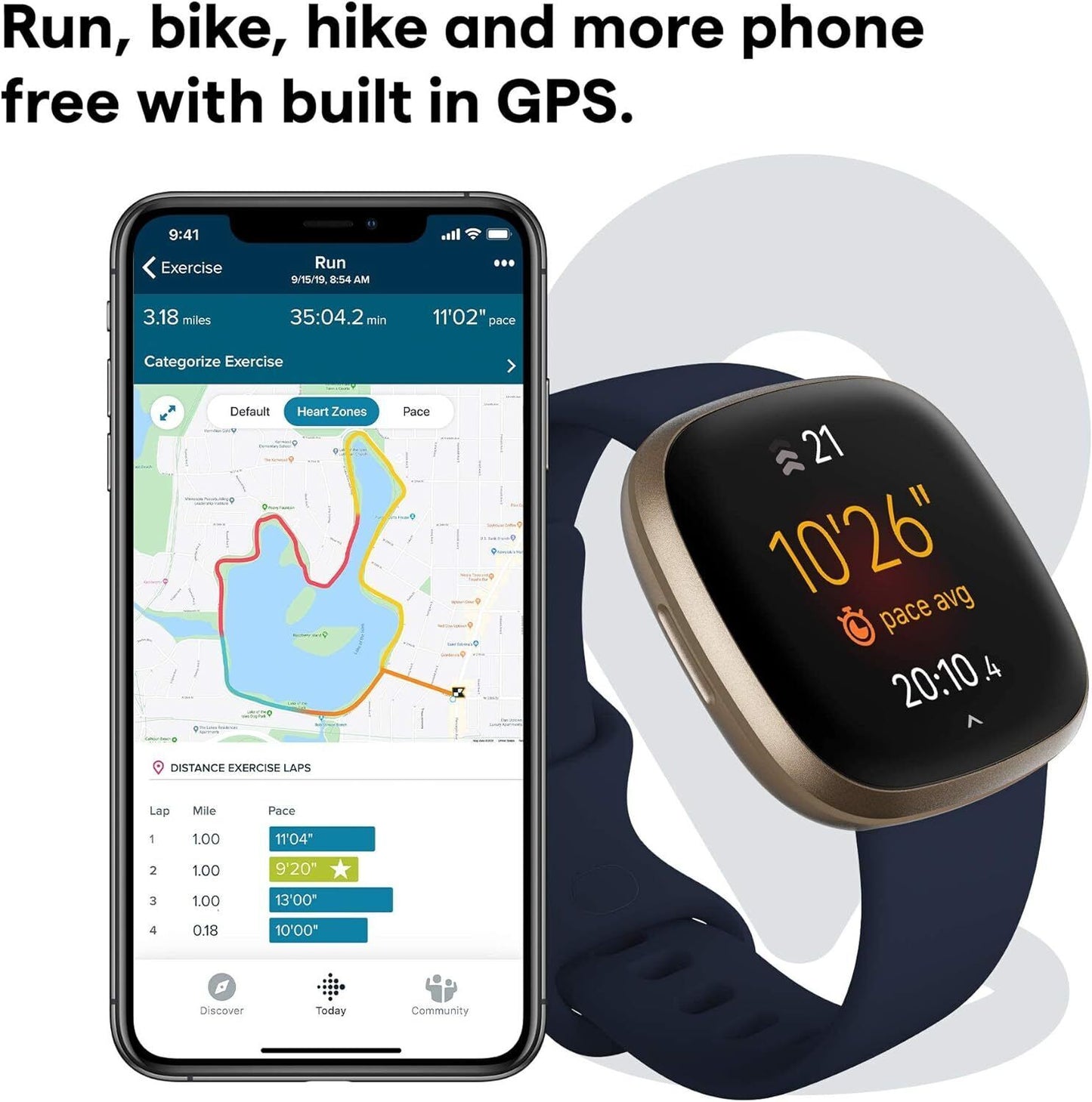 ♻️✅Fitbit Versa 3 Health & Fitness Smartwatch - Openbox -