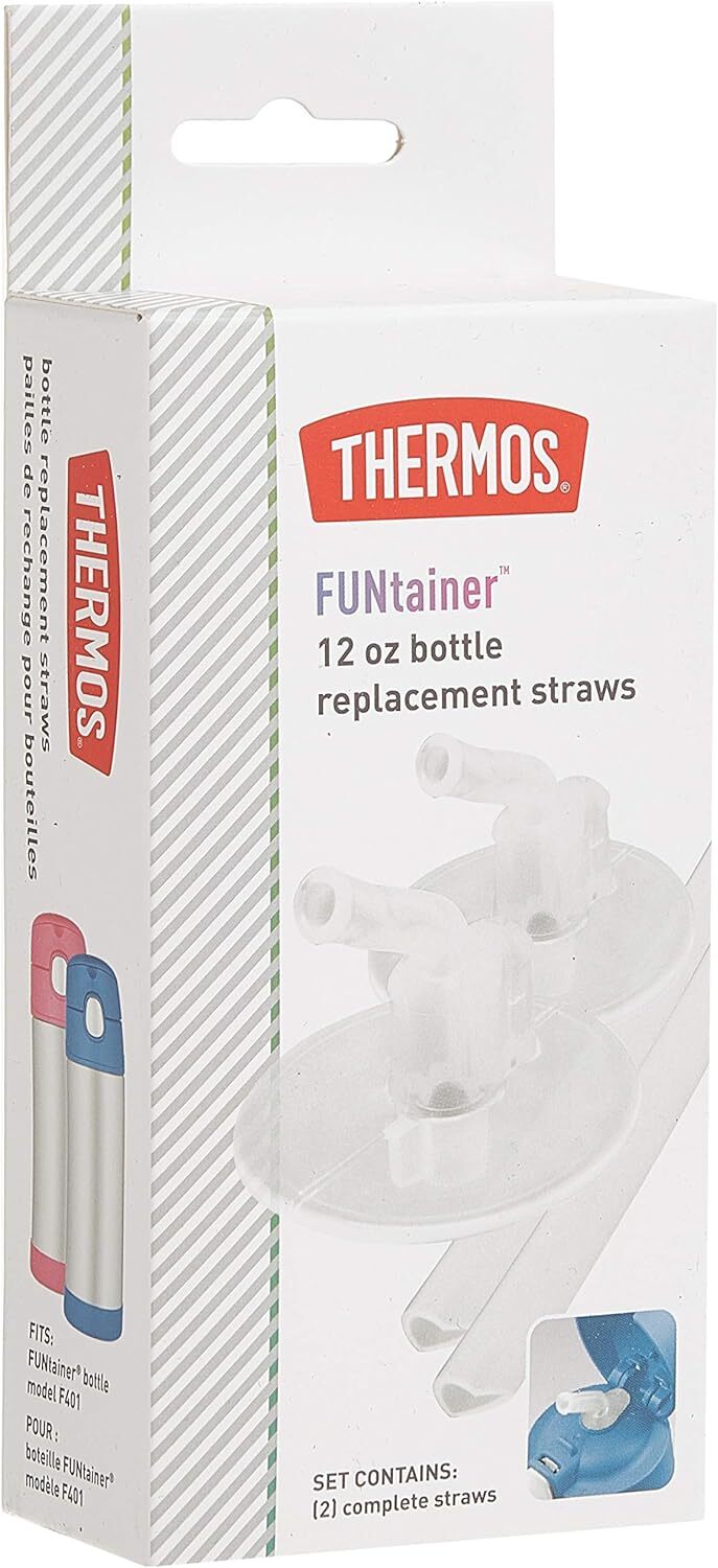 Thermos Replacement Straws for 12 Ounce Funtainer Bottle, Clear,2 Count(2 PACK)