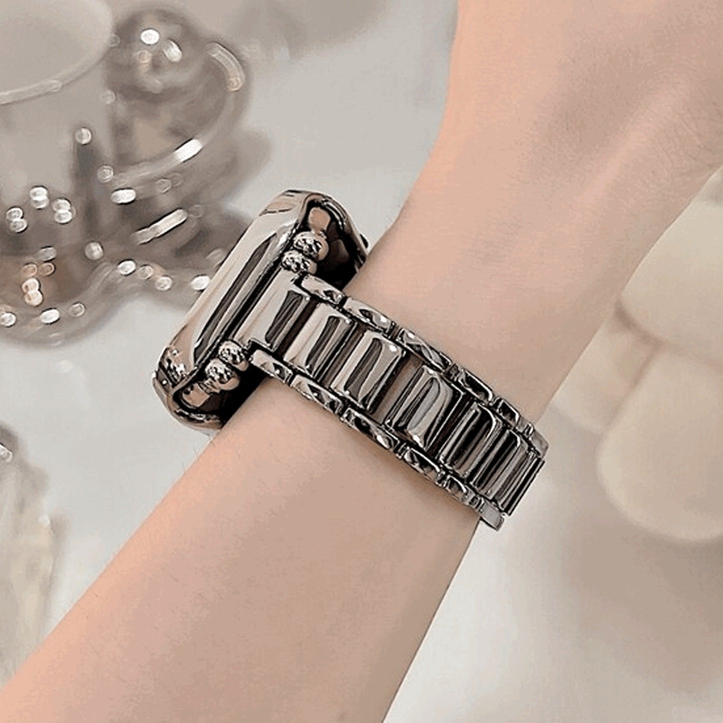 STAINLESS STEEL APPLE WATCH BAND 10/9/8/7/6/5/4/SE ULTRA 1/2 MULTICOLOR LUXURY