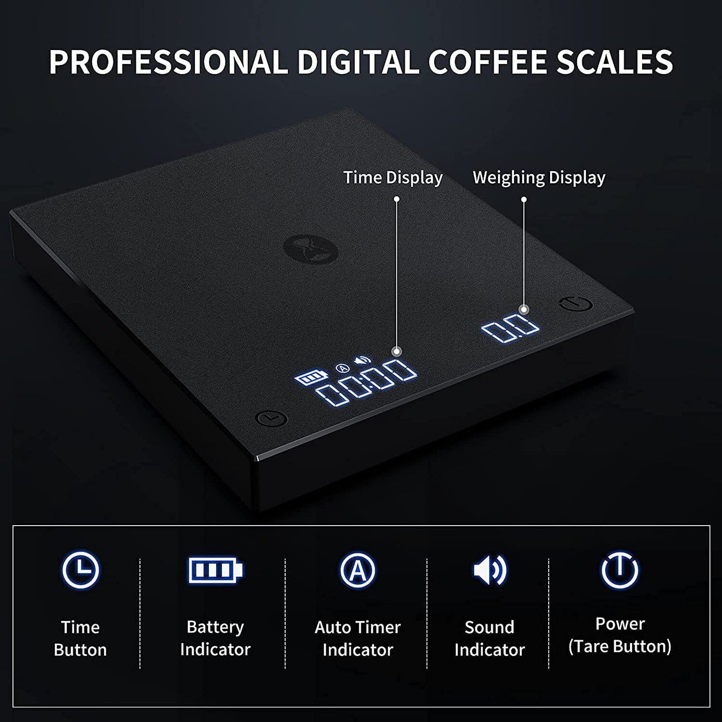 TIMEMORE Coffee Scale, Espresso Weigh Digital Coffee Scale with Timer 2000 Grams